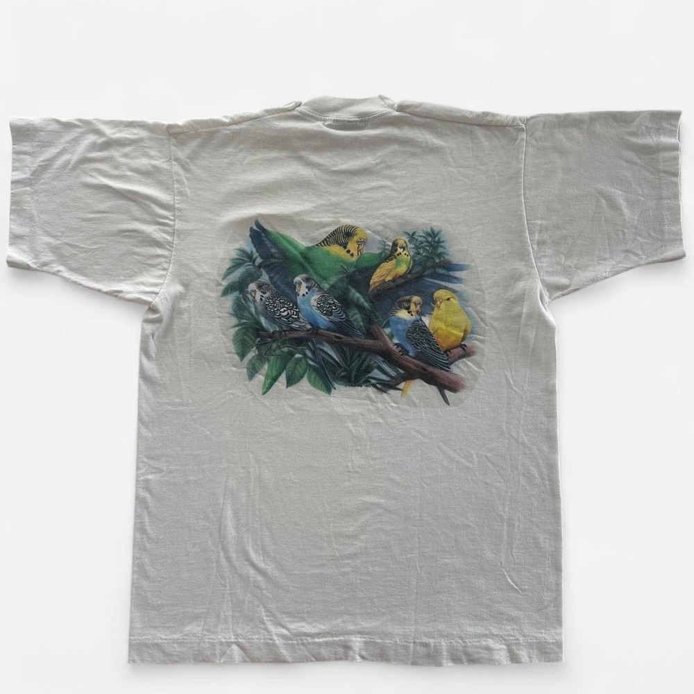 Vintage 1995 Fruit of the Loom Elliott Arts Bird Pocket T-Shirt Parakeet Medium